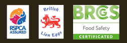 RSPCA Assured, British Lion Eggs and BRC Food Certified